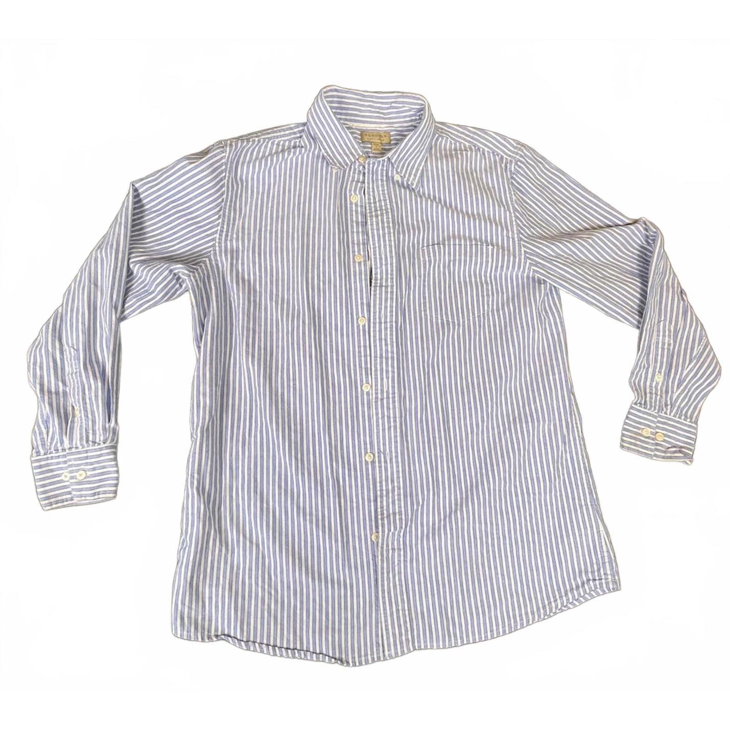 Sonoma Life + Style Oxford Blue And White Striped Button-Up Shirt, Large